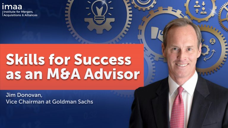Jim Donovan and the blog title Skills for Success as an M&A Advisor